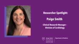 Photo of Paige Smith, clinical research manager in the cardiology division, researcher spotlight frame