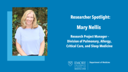 Photo of Mary Nellis Research Project Manager – Division of Pulmonary, Allergy, Critical Care, and Sleep Medicine, Researcher Spotlight frame