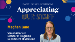 Photo of Meghan Lane, Senior Associate Director of Programs, for the Department of Medicine's Office of Education, Staff appreciation frame